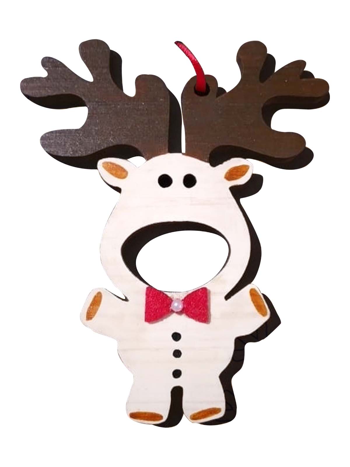 Crafters Collection W009 - Wooden white reindeer hanging deco
