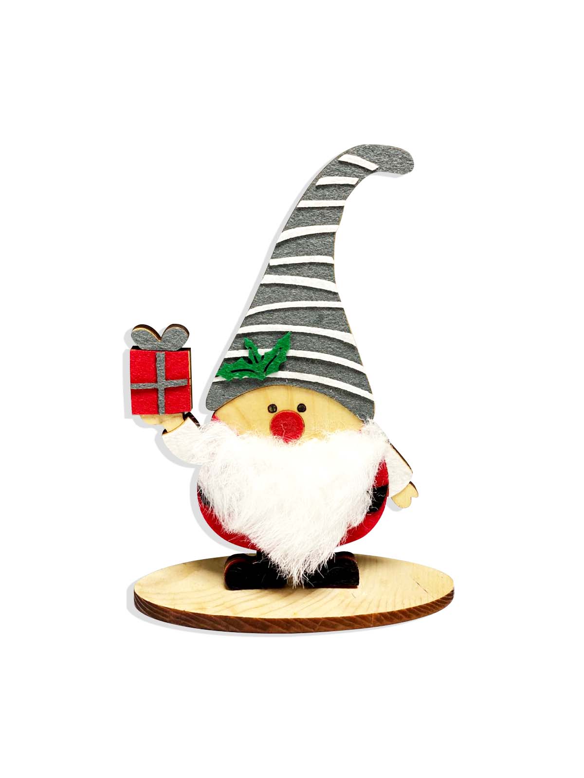 Crafters Collection W004 - Wooden Gray Hat Gnome Table Top