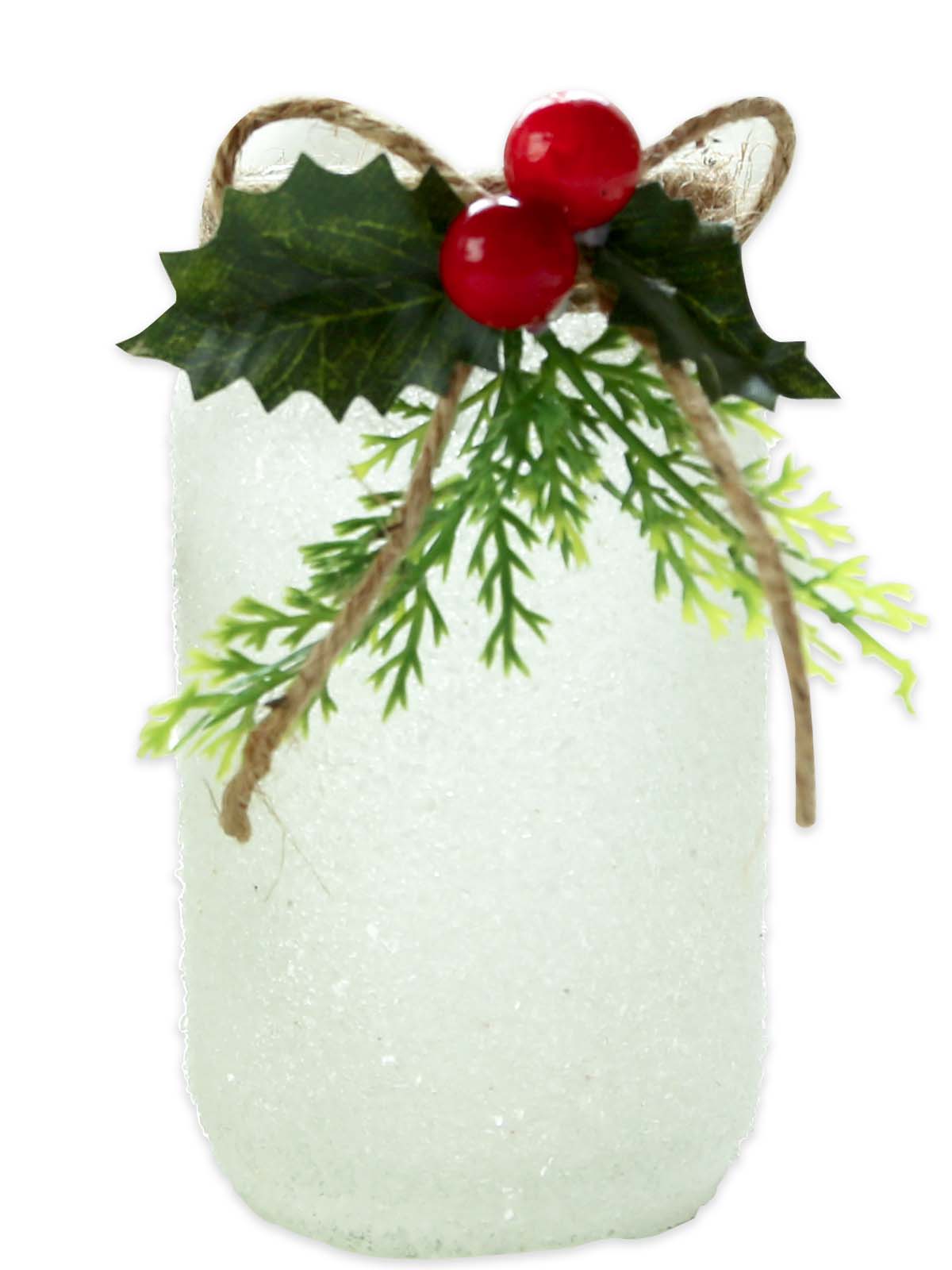 Crafters Collection CD003 - Snow Covered Mason Jar Candle Holder - Large