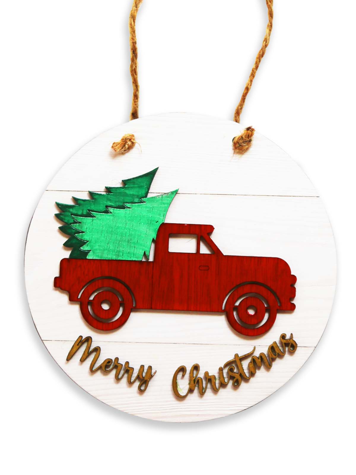 Crafters Collection W015 -Wooden Christmas threes with car